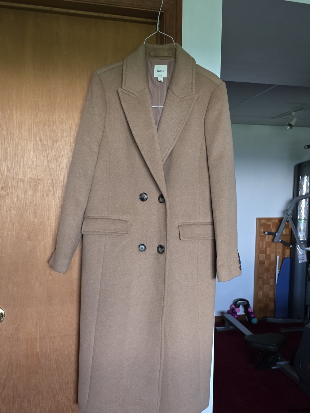 Classic Double-Breasted Long Women's Coat in Camel